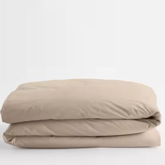 New Queen 100% Cotton Percale Duvet Cover The Company Store- Cocoa 90x96 - Picture 4 of 10